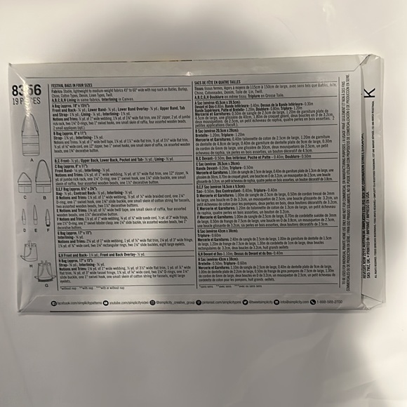 Brand new Simplicity 8356 Pattern Festival Bags - Picture 2 of 5